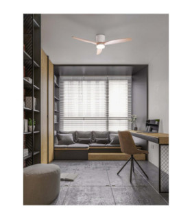 Aloa Ceiling Fan Sandy White Natural Wood LED 18W 1170lm 3000-4000-6500K CCT Remote Control-2