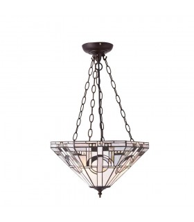 3 Light Medium Inverted Ceiling Pendant Bronze, Tiffany glass, E27 - 1