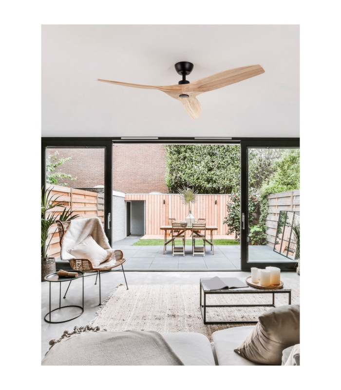 Arcadia Ceiling Fan Black Natural Wood 5 Speeds DC Motor 40W-2