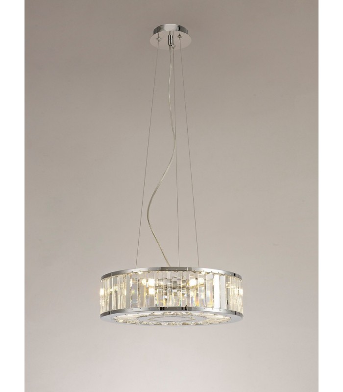 Ceiling Pendant 5 Light Polished Chrome, Crystal - 9