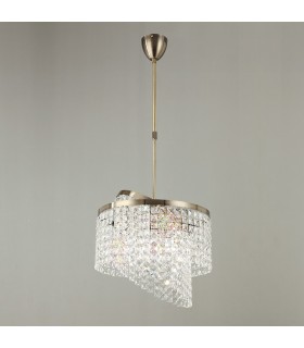 Telescopic Ceiling Pendant 6 Light with Adjustable Rings Antique Brass, Crystal - 2