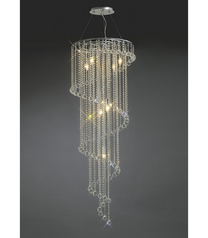 Ceiling Pendant Spiral 9 Light Polished Chrome, Crystal - 2
