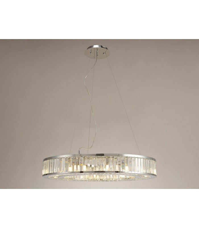 Ceiling Pendant 10 Light Polished Chrome, Crystal - 10