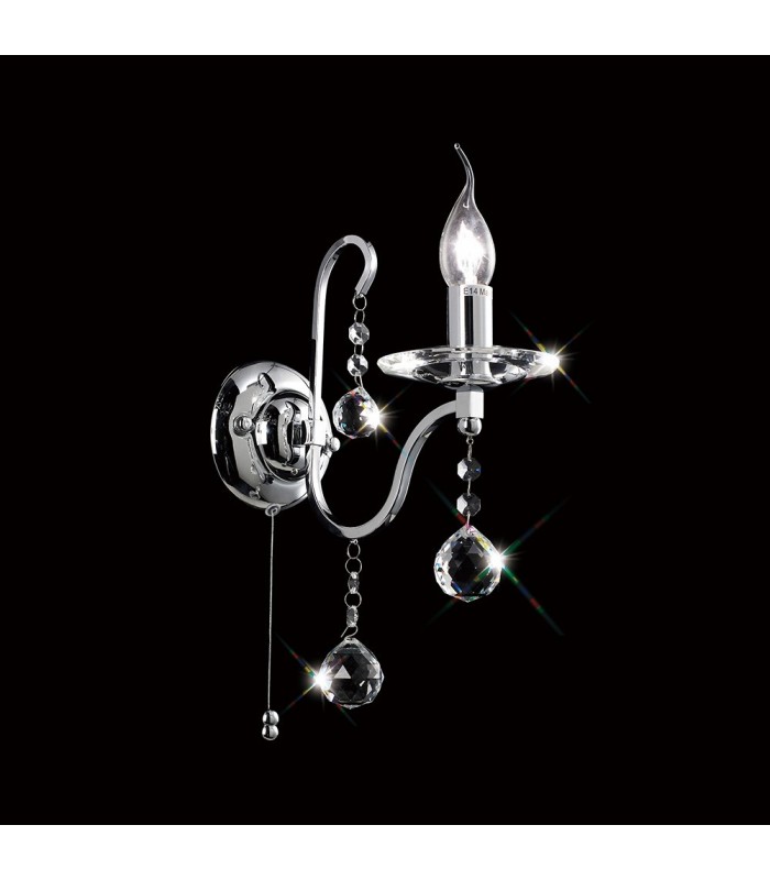 Wall Lamp Switched 1 Light Polished Chrome, Crystal - 2