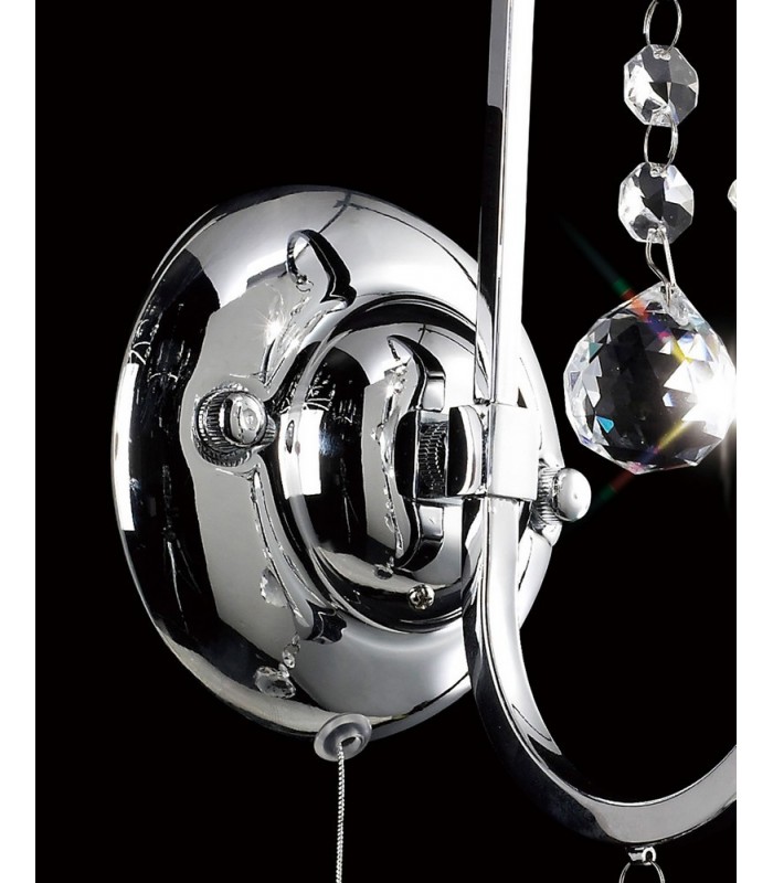 Wall Lamp Switched 1 Light Polished Chrome, Crystal - 4
