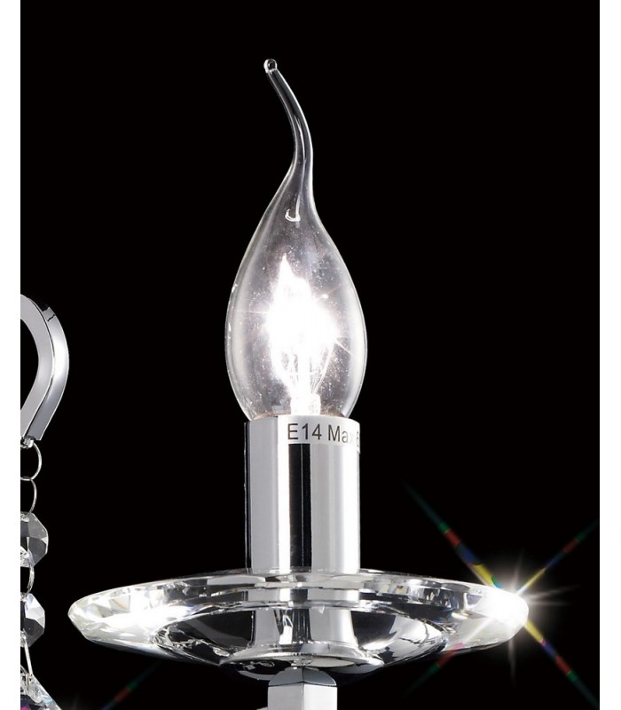 Wall Lamp Switched 1 Light Polished Chrome, Crystal - 5