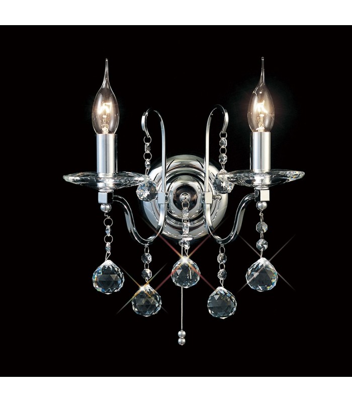 Wall Lamp Switched 2 Light Polished Chrome, Crystal - 2
