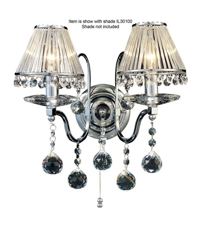 Wall Lamp Switched 2 Light Polished Chrome, Crystal - 4