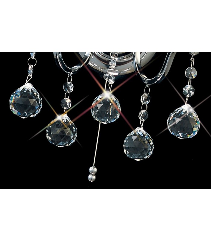 Wall Lamp Switched 2 Light Polished Chrome, Crystal - 7