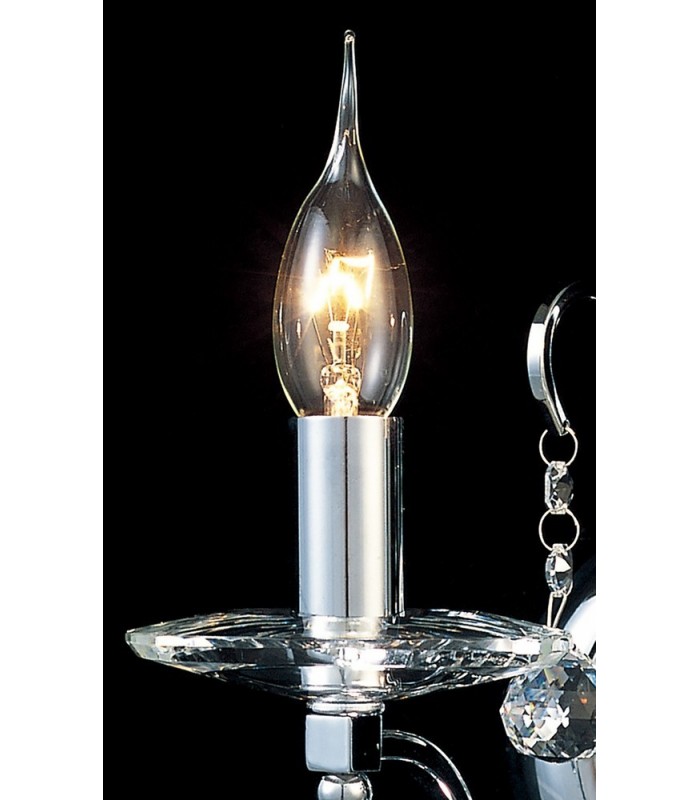 Wall Lamp Switched 2 Light Polished Chrome, Crystal - 8