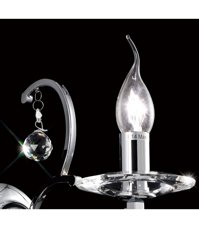 Wall Lamp Switched 1 Light Polished Chrome, Crystal - 6