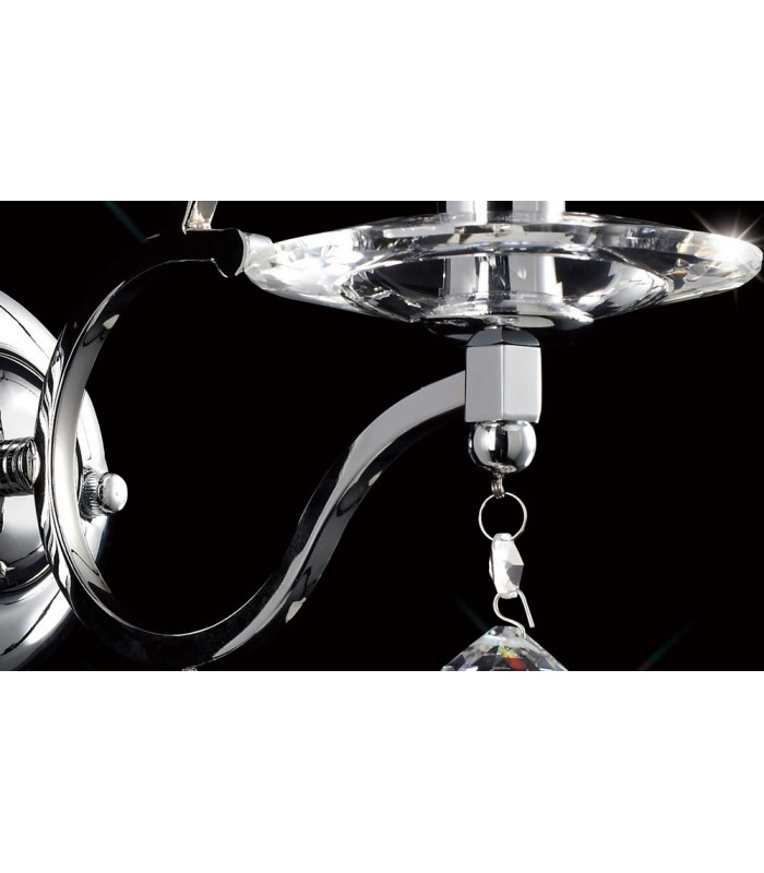 Wall Lamp Switched 1 Light Polished Chrome, Crystal - 7