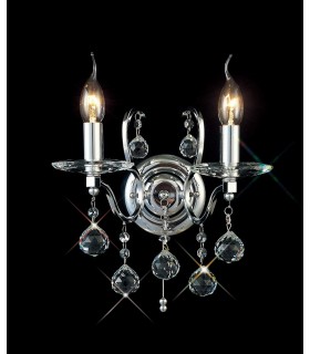 Wall Lamp Switched 2 Light Switched Polished Chrome, Crystal - 2