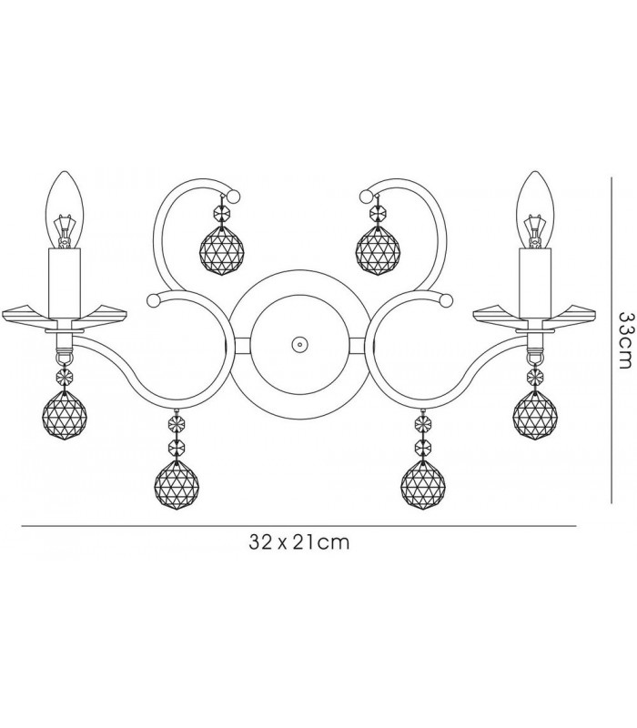 Wall Lamp Switched 2 Light Switched Polished Chrome, Crystal - 3