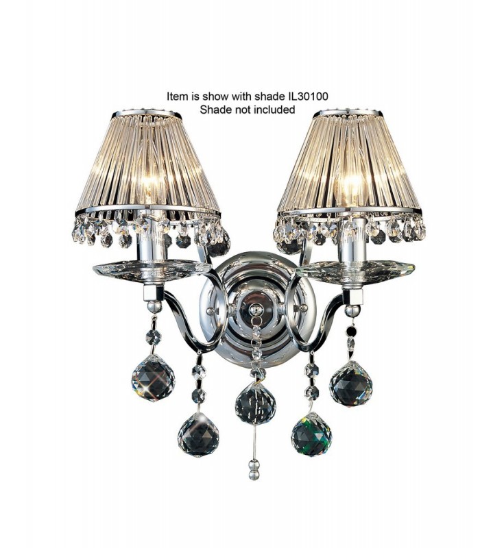Wall Lamp Switched 2 Light Switched Polished Chrome, Crystal - 4