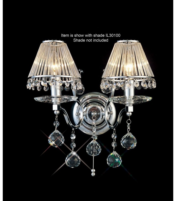 Wall Lamp Switched 2 Light Switched Polished Chrome, Crystal - 6