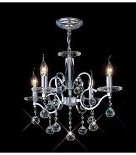 Ceiling Pendant Chandelier 4 Light Polished Chrome, Crystal - 2