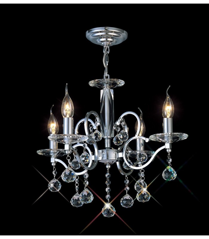 Ceiling Pendant Chandelier 4 Light Polished Chrome, Crystal - 2