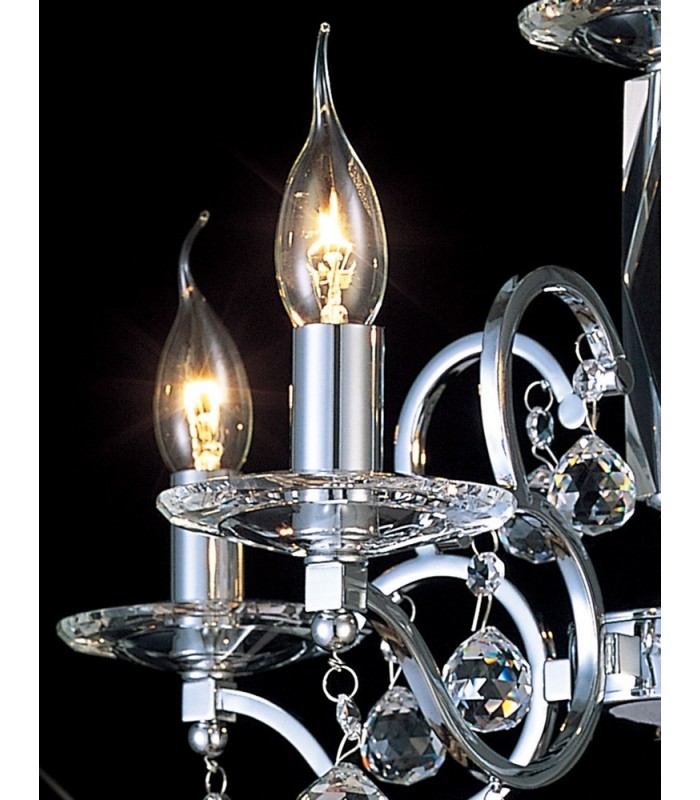 Ceiling Pendant Chandelier 4 Light Polished Chrome, Crystal - 6