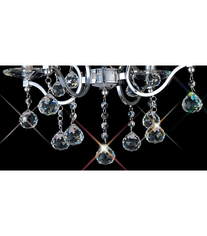 Ceiling Pendant Chandelier 4 Light Polished Chrome, Crystal - 8