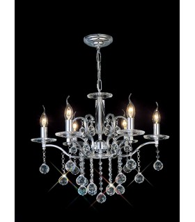 Ceiling Pendant Chandelier 6 Light Polished Chrome, Crystal - 2