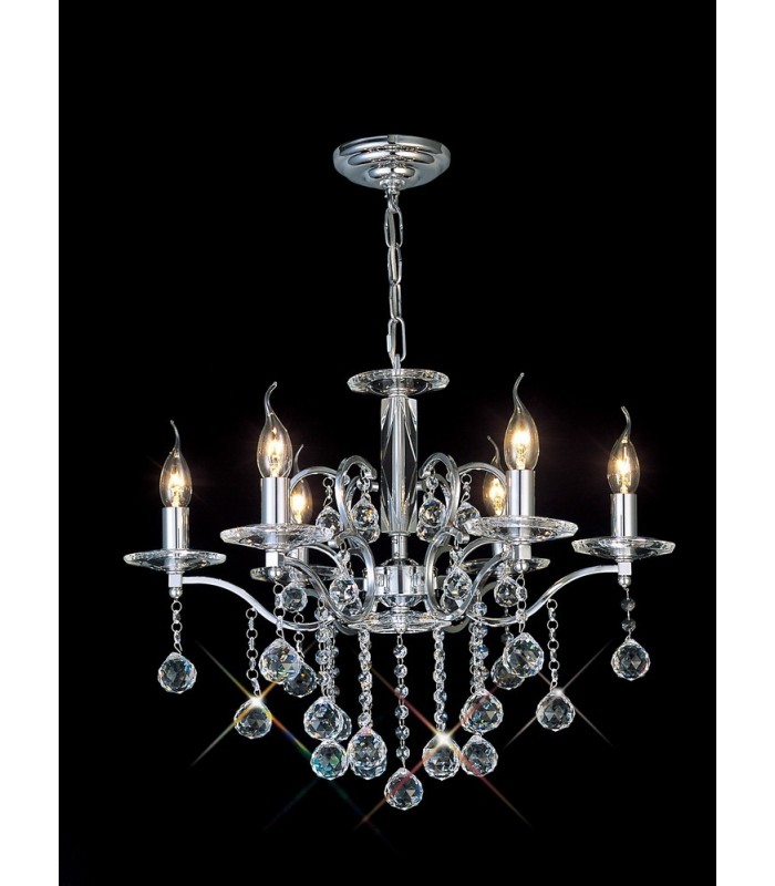 Ceiling Pendant Chandelier 6 Light Polished Chrome, Crystal - 2