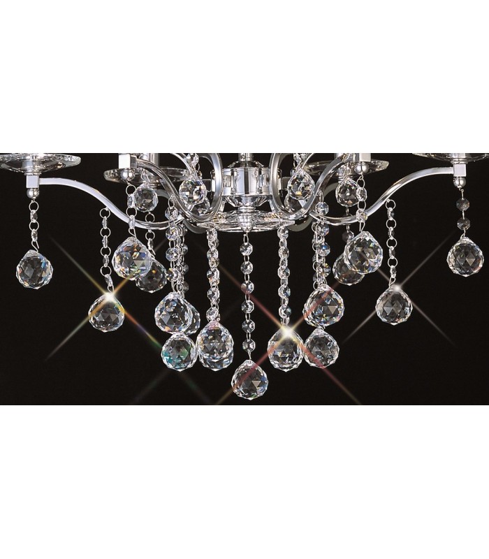 Ceiling Pendant Chandelier 6 Light Polished Chrome, Crystal - 6