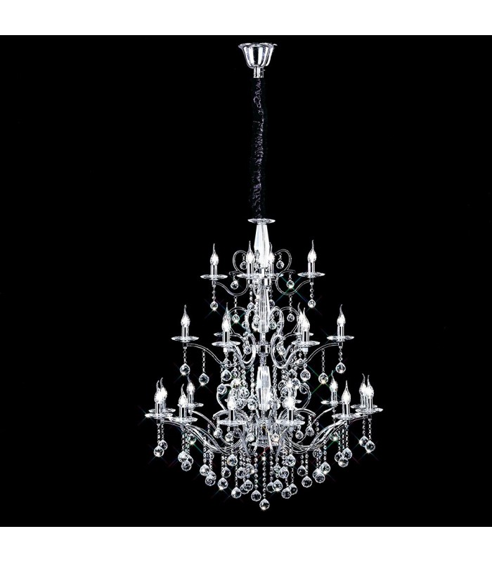Ceiling Pendant Chandelier 3 Tier 22 Light Polished Chrome, Crystal (Item Requires Assembly) - 2