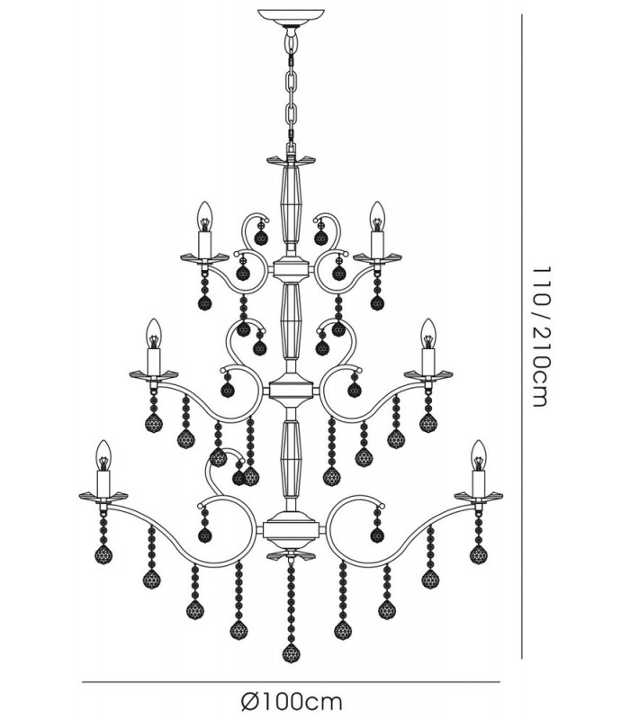 Ceiling Pendant Chandelier 3 Tier 22 Light Polished Chrome, Crystal (Item Requires Assembly) - 3