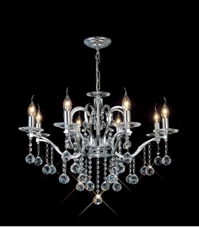 Ceiling Pendant Chandelier 8 Light Polished Chrome, Crystal - 2