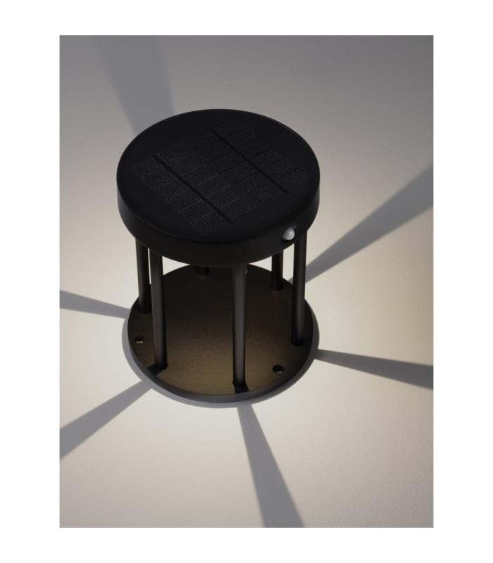 Aigo Outdoor Pedestal Light Dark Anthracite LED 2W 89lm 3000K IP65 Solar PIR Sensor-4