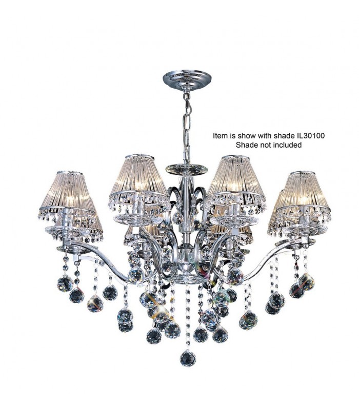 Ceiling Pendant Chandelier 8 Light Polished Chrome, Crystal - 4