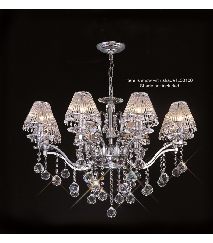 Ceiling Pendant Chandelier 8 Light Polished Chrome, Crystal - 6