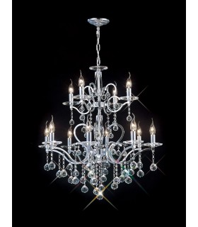 Ceiling Pendant Chandelier 2 Tier 12 Light Polished Chrome, Crystal (Item Requires Assembly) - 2