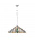 3 Light Large Ceiling Pendant Tiffany glass, chrome effect plate, E27 - 1