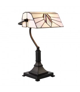1 Light Table Lamp Black, Tiffany Style Glass, E27 - 1