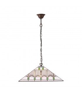 3 Light Large Ceiling Pendant Dark Bronze, Tiffany glass, E27 - 1