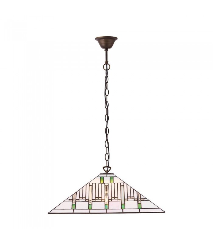 3 Light Large Ceiling Pendant Dark Bronze, Tiffany glass, E27 - 1