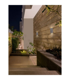 Boxy Outdoor Up Down Wall Lamp Sandy White LED 6W 312lm IP65 3000K-2