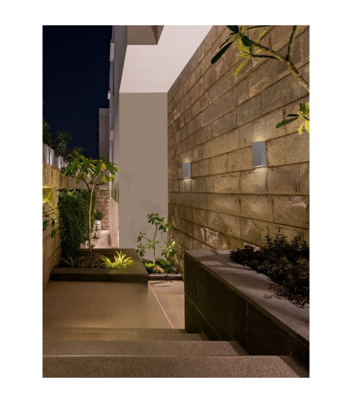 Boxy Outdoor Up Down Wall Lamp Sandy White LED 6W 312lm IP65 3000K-2