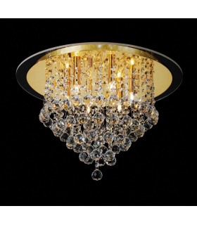 Flush Ceiling 6 Light French Gold, Crystal - 2