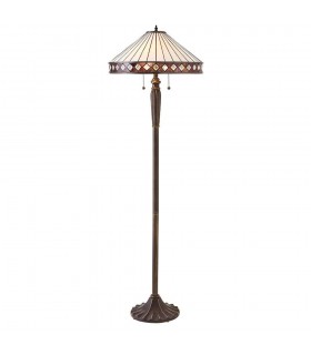 2 Light Floor Lamp Dark Bronze, Tiffany Glass, E27 - 1