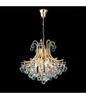 Ceiling Pendant Chandelier Round 4 Light French Gold, Crystal - 2