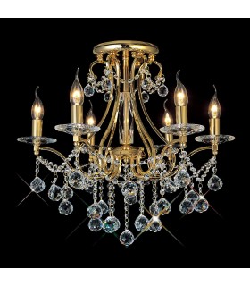 Semi Flush Ceiling 6 Light French Gold, Crystal - 2