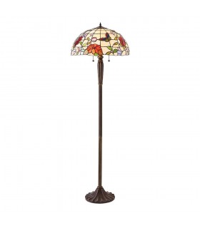 2 Light Floor Lamp Bronze, Tiffany Style Glass, E27 - 1