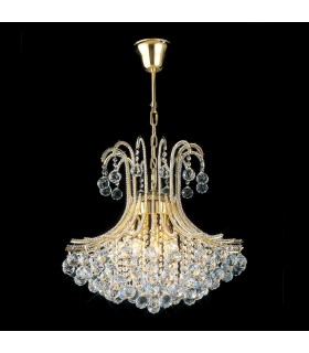 Ceiling Pendant Chandelier Round 6 Light French Gold, Crystal - 2
