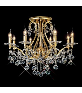 Semi Flush Ceiling 8 Light French Gold, Crystal - 2