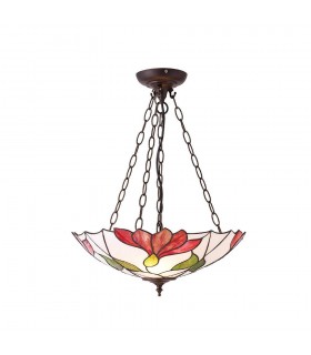 3 Light Inverted Ceiling Pendant Dark Bronze, Tiffany glass, E27 - 1