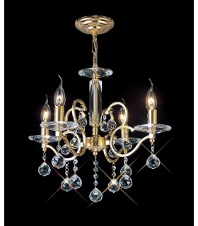 Ceiling Pendant Chandelier 4 Light French Gold, Crystal - 2