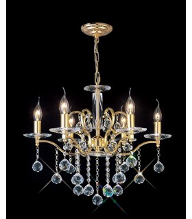 Ceiling Pendant Chandelier 6 Light French Gold, Crystal - 2